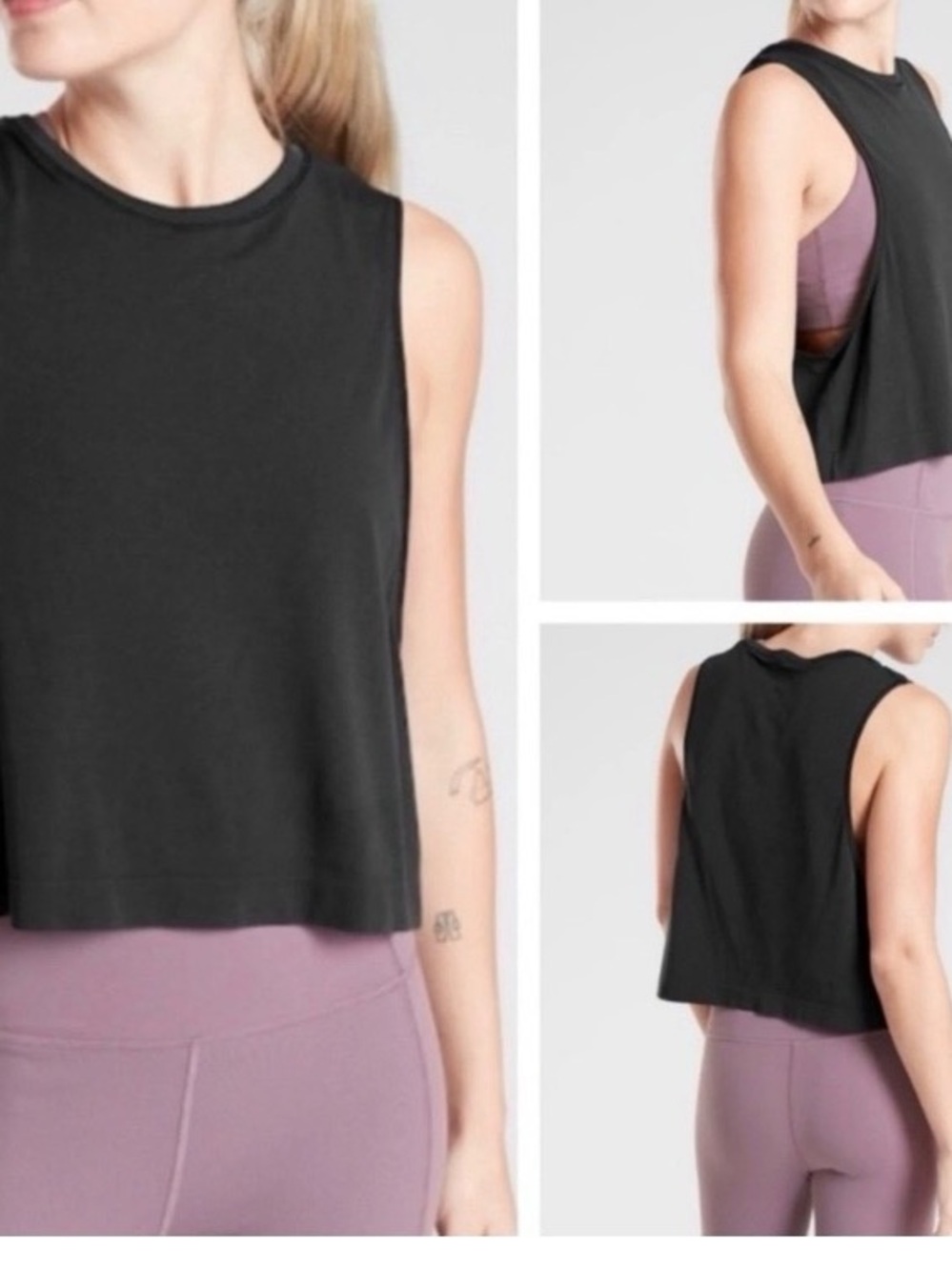 Athleta Mineral Wash Black Cropped
Muscle Tank Top